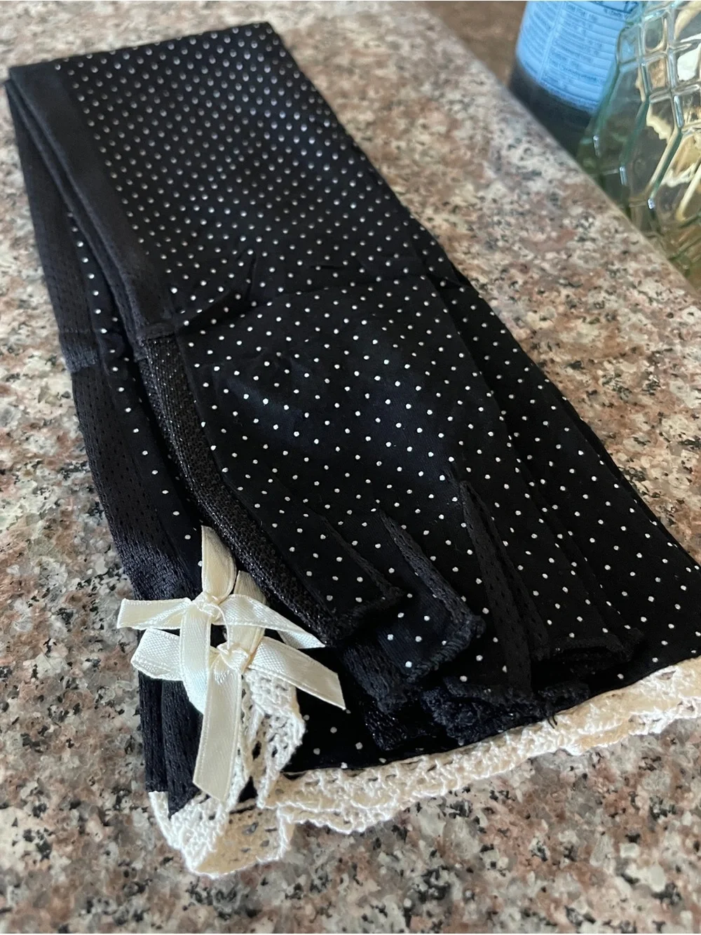 Black Polka Dot Evening Gloves